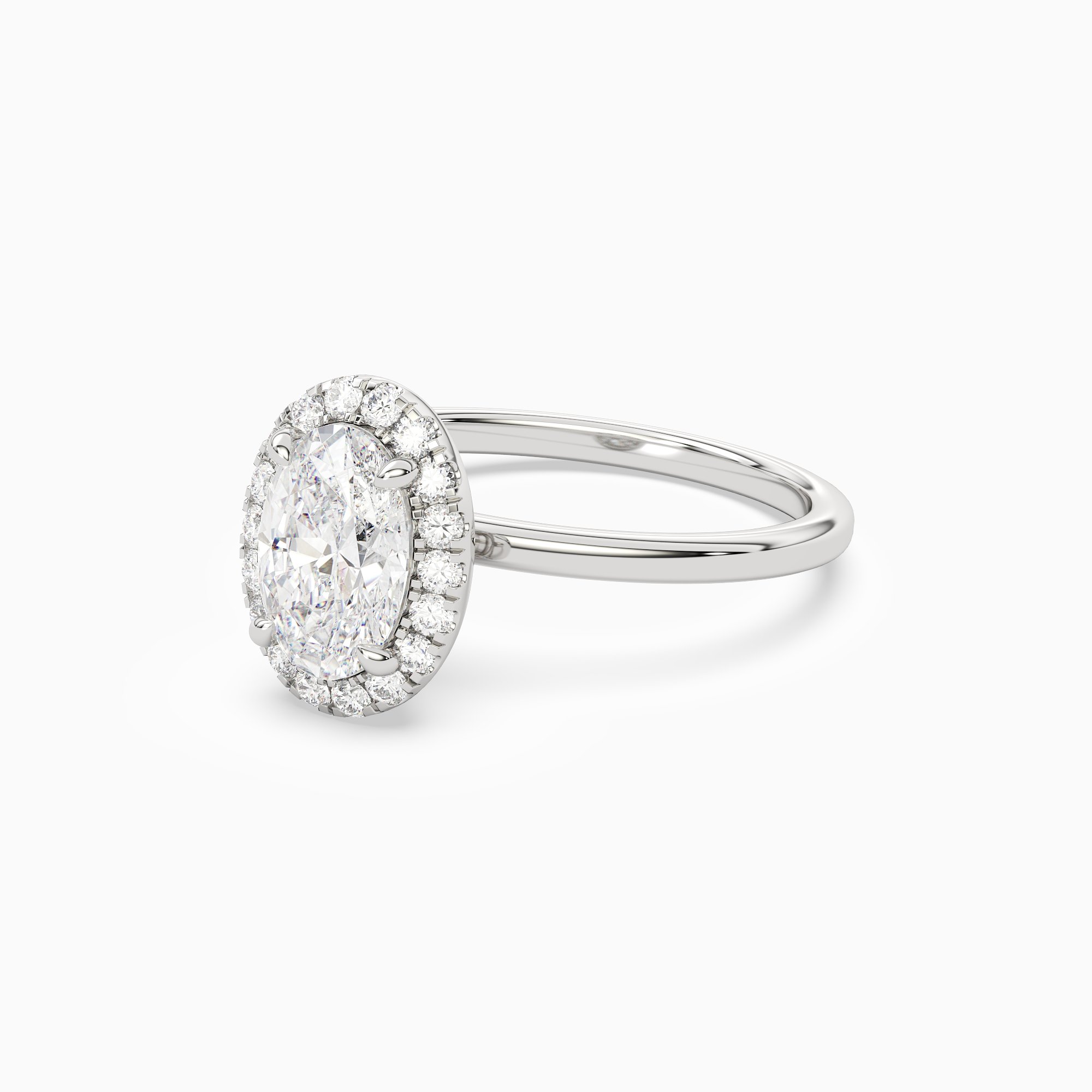 Oval Scalloped Halo Baseline in Platinum top angle