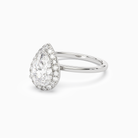 Pear Scalloped Halo Baseline in 14K White Gold top angle