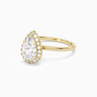 Pear Scalloped Halo Baseline in 14K Yellow Gold top angle