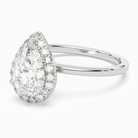 Pear Scalloped Halo Baseline in 18K White Gold top angle