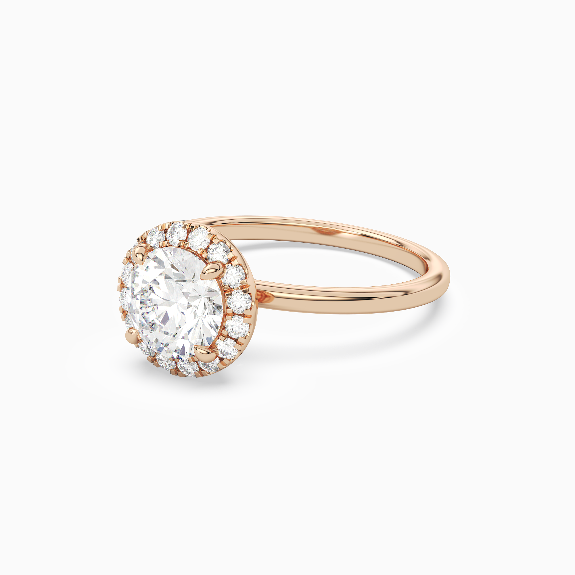 Round Scalloped Halo Baseline in 14K Rose Gold top angle