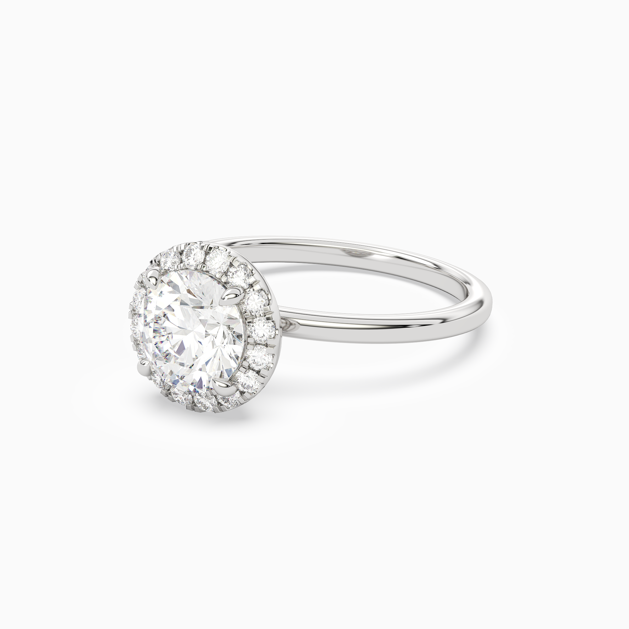 Round Scalloped Halo Baseline in 14K White Gold top angle