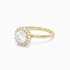Round Scalloped Halo Baseline in 14K Yellow Gold top angle