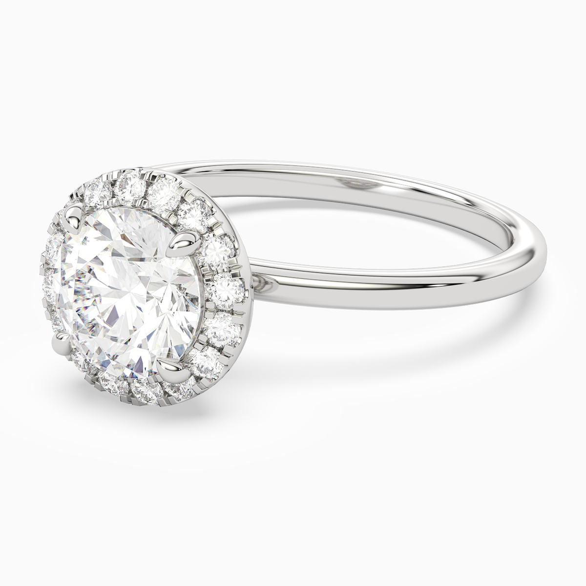 Round Scalloped Halo Baseline in Platinum top angle