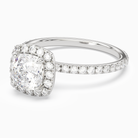 Cushion Scalloped Halo Pavé in 14K White Gold top angle