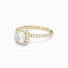 Cushion Scalloped Halo Pavé in 18K Yellow Gold top angle