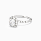Cushion Scalloped Halo Pavé in Platinum top angle