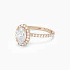Oval Scalloped Halo Pavé in 14K Rose Gold top angle