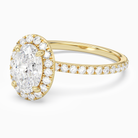 Oval Scalloped Halo Pavé in 14K Yellow Gold top angle