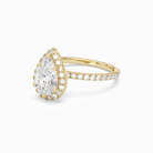 Pear Scalloped Halo Pavé in 18K Yellow Gold top angle