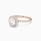 Round Scalloped Halo Pavé in 14K Rose Gold top angle