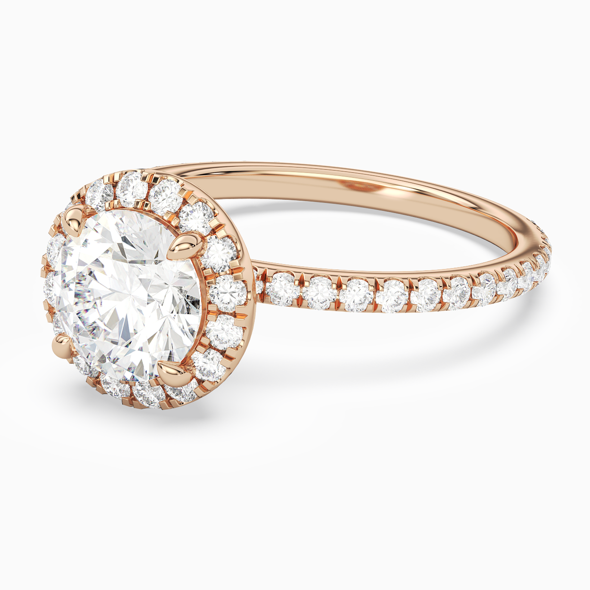 Round Scalloped Halo Pavé in 14K Rose Gold top angle