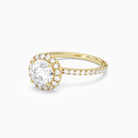 Round Scalloped Halo Pavé in 14K Yellow Gold top angle