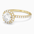 Round Scalloped Halo Pavé in 18K Yellow Gold top angle