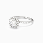 Round Scalloped Halo Pavé in Platinum top angle