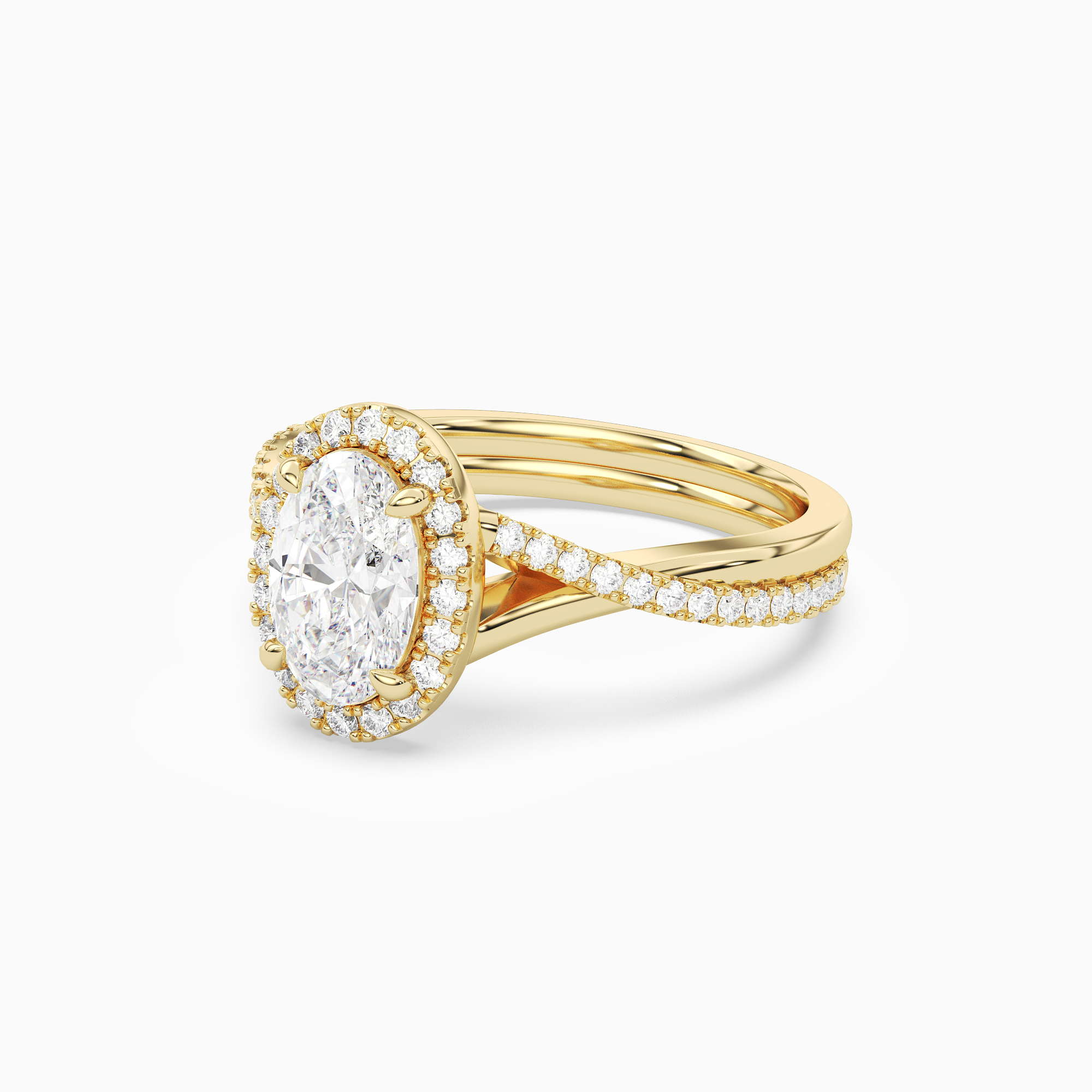 Oval Twisted Halo in 18K Yellow Gold top angle