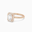 Emerald Compact Halo in 14K Rose Gold top angle