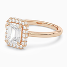 Emerald Compact Halo in 14K Rose Gold top angle
