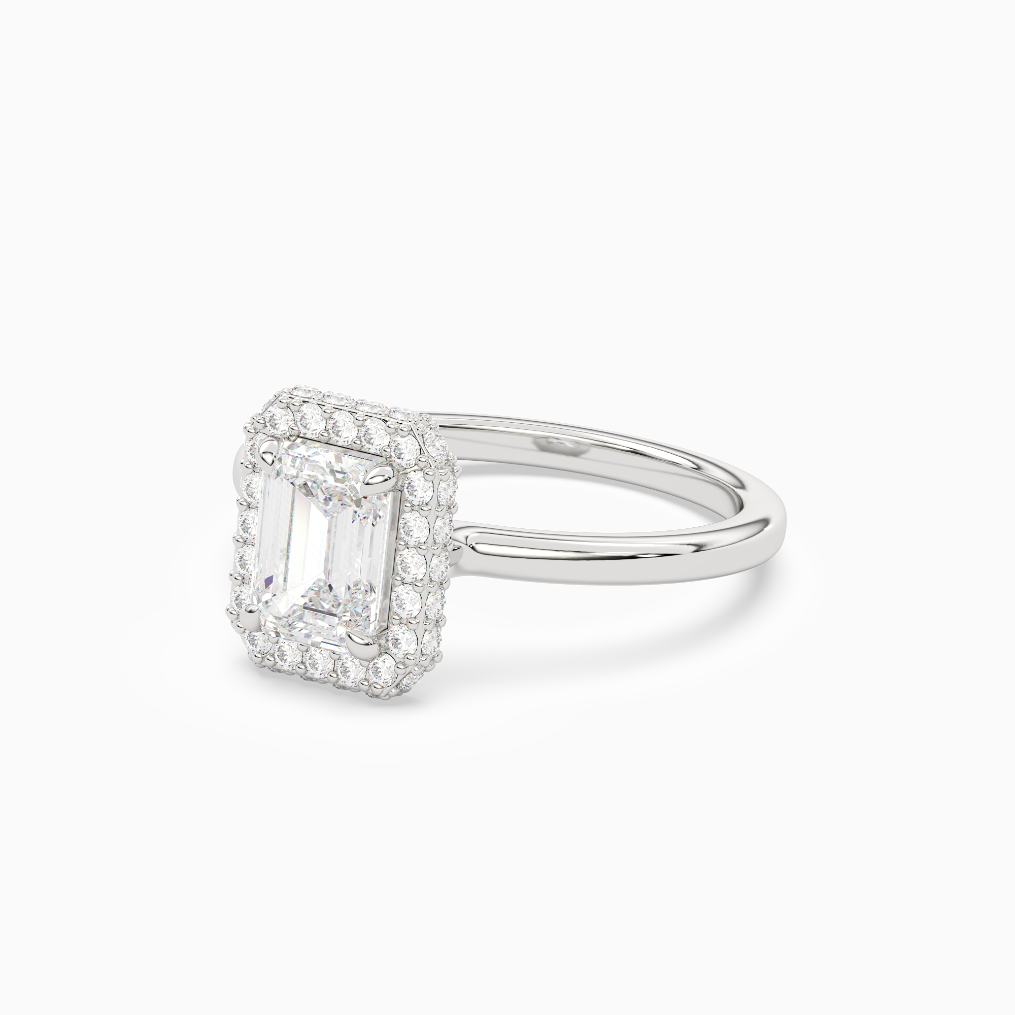 Emerald Compact Halo in Platinum top angle