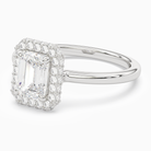 Emerald Compact Halo in Platinum top angle