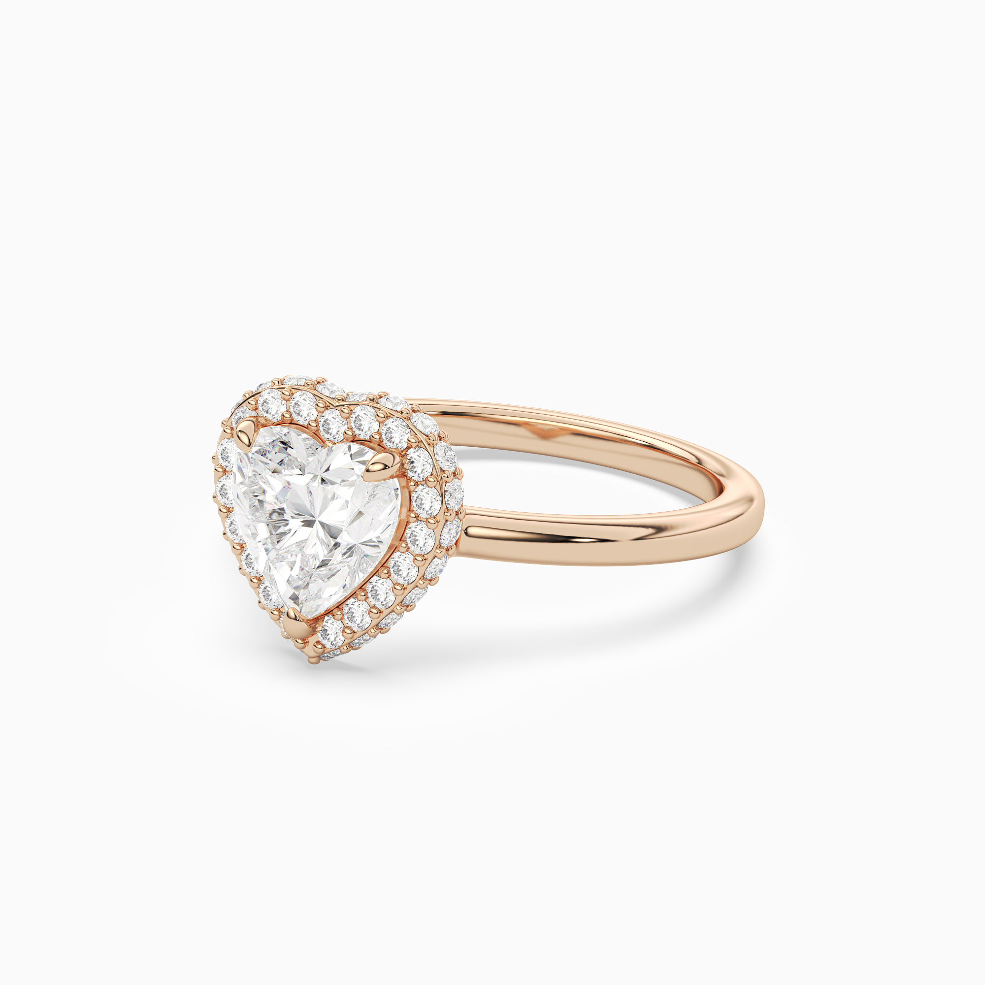 Heart Compact Halo in 14K Rose Gold top angle