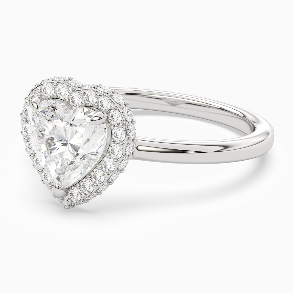 Heart Compact Halo in 14K White Gold top angle