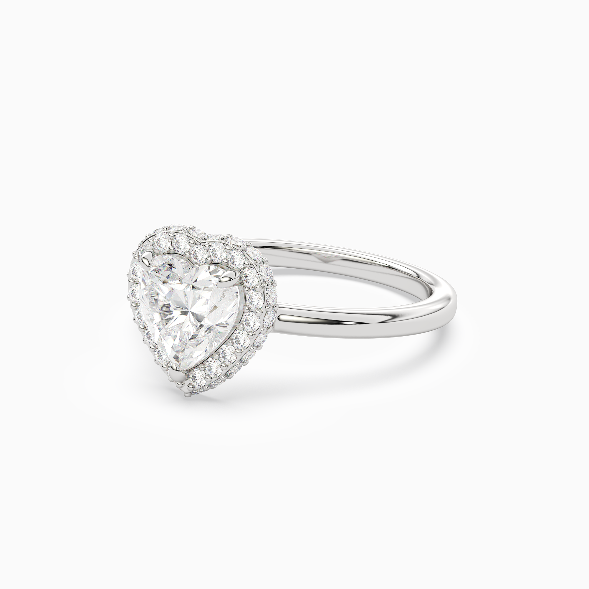 Heart Compact Halo in Platinum top angle