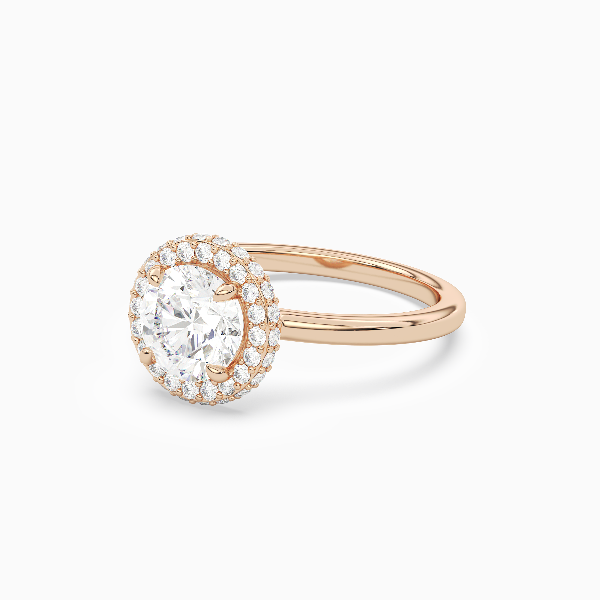 Round Compact Halo in 14K Rose Gold top angle