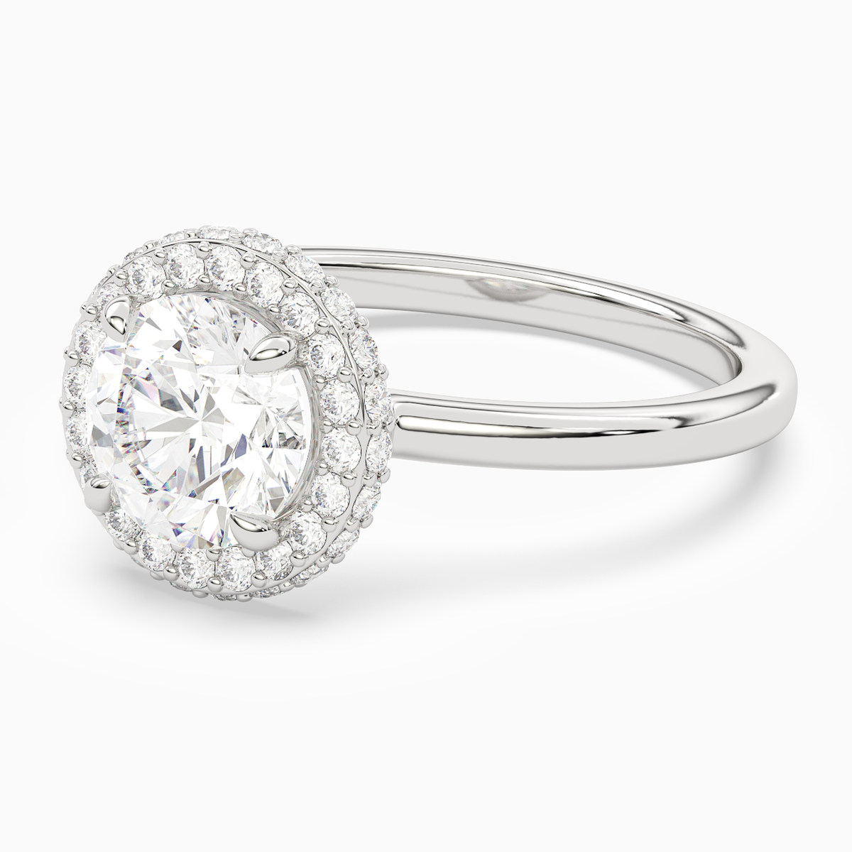 Round Compact Halo in 14K White Gold top angle