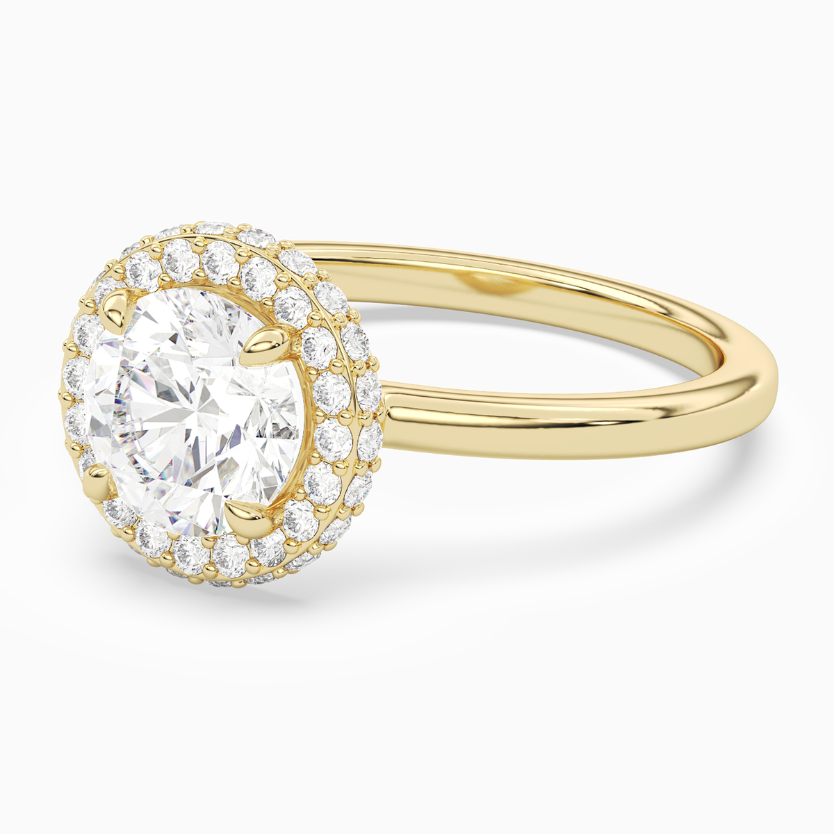 Round Compact Halo in 14K Yellow Gold top angle