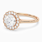 Round Floral Halo in 14K Rose Gold top angle