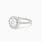 Round Floral Halo in Platinum top angle