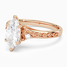 Marquise Engraved Vintage Side Stone Ring in 14K Rose Gold top angle