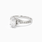 Oval Engraved Vintage Side Stone Ring in Platinum top angle