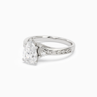 Pear Engraved Vintage Side Stone Ring in Platinum top angle
