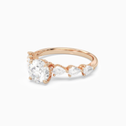 Round Crescent Pear Side Stone in 14K Rose Gold top angle