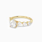 Round Crescent Pear Side Stone in 14K Yellow Gold top angle