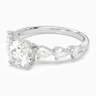 Round Crescent Pear Side Stone in 18K White Gold top angle