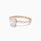 Oval Mixed-Shaped Shoulder Accent Ring in 14K Rose Gold top angle