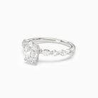 Oval Mixed-Shaped Shoulder Accent Ring in 14K White Gold top angle