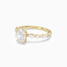 Oval Mixed-Shaped Shoulder Accent Ring in 14K Yellow Gold top angle
