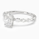 Oval Mixed-Shaped Shoulder Accent Ring in Platinum top angle