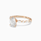 Pear Mixed-Shaped Shoulder Accent Ring in 14K Rose Gold top angle