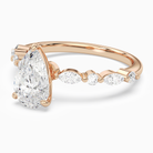 Pear Mixed-Shaped Shoulder Accent Ring in 14K Rose Gold top angle
