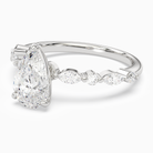 Pear Mixed-Shaped Shoulder Accent Ring in 18K White Gold top angle