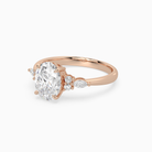 Oval Composite Floral Side Stone in 14K Rose Gold top angle
