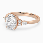 Oval Composite Floral Side Stone in 14K Rose Gold top angle