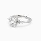 Oval Composite Floral Side Stone in 18K White Gold top angle