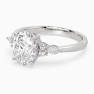 Oval Composite Floral Side Stone in Platinum top angle
