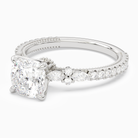 Cushion Celestia Side Stone in 14K White Gold top angle